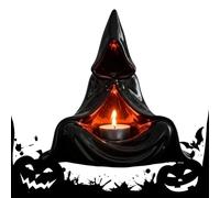 Photophore d'Halloween - Bougeoir avec porte-capuche - Pour table de chevet, rebord de fenêtre, terrasses, table basse, décoration de fête