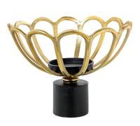 Photophore en Aluminium doré avec Base Noire 31 x 31 x 23 cm