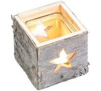 Photophore en bois motif étoile G