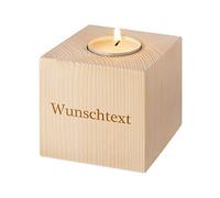 Photophore en bois personnalisé - Carré - Personnalisé avec gravure - Superbe décoration de table - Idée cadeau pour les jeunes et les vieux - Photophore de type particulier - Motif texte au choix