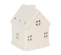 Photophore en céramique blanche en forme de maison en pain d'épices
