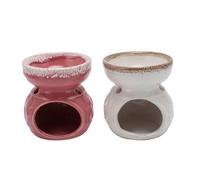 Photophore en céramique, Chauffe-Cire, brûleur d'huiles essentielles, diffuseur d'encens pour Salon, Bureau, Spa, Blanc, Rose, Lot de 2