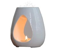 Photophore en céramique pour bougie chauffe-plat - Brûleur d'huile essentielle ou de cire - Diffuseur d'huiles aromatiques - Décoration d'intérieur - Blanc romantique