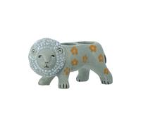 Photophore en grès bleu, lanterne d'intérieur, forme lion, peint à la main - Bloomingville, Leander - 19x8x11 cm