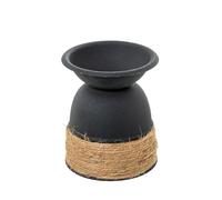 Photophore en métal et Corde de Jute Noire et Naturelle 11 x 11 x 13 cm