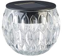 Photophore en verre à LED à alimentation solaire, Ø 8 cm "Liora" [Lunartec]