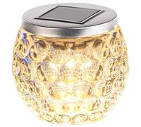 Photophore en verre à LED à alimentation solaire, Ø 10 cm "Layna" [Lunartec]