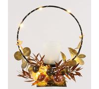 Photophore en Verre avec lumière LED - Décoration d'automne avec Champignons, écureuils, Feuilles d'automne - 16 cm - Décoration de Table
