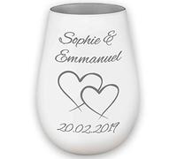 Photophore en Verre - Coeurs d'amour - personnalisé - Mariage - Cadeau - Blanc/Argent - Saint Valentin - l'amour de ma Vie - pour Femme et Homme