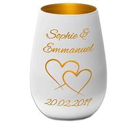 Photophore en Verre - Coeurs d'amour - personnalisé - Mariage - Cadeau - Blanc/Or - Saint Valentin - l'amour de ma Vie - pour Femme et Homme