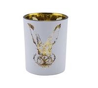 Photophore en verre - Motif lapin de Pâques - Blanc et doré - Décoration de table élégante - Décoration de printemps - Décoration moderne