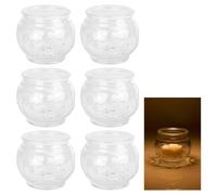 Photophore en verre transparent - Petits photophores ronds en verre transparent - Réutilisables - Bougies chauffe-plat polyvalentes pour Noël, Pâques, Halloween (transparent)