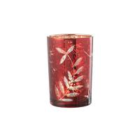 PHOTOPHORE Feuilles Verre Rouge/Antique Or Large