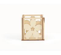 Photophore Fleur Bois 70x70x70mm