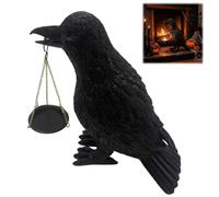 Photophore gothique en forme de corbeau pour décoration d'intérieur, décoration d'Halloween, statue d'oiseau noir en résine pour salon, cheminée, entrée, vacances (noir)