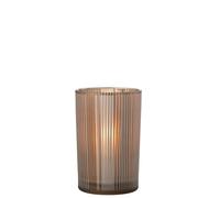 PHOTOPHORE Lignes Verre Mat Marron/Blanc Large
