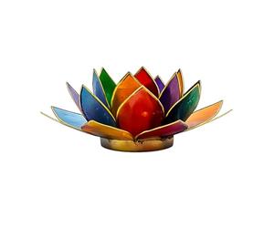 Photophore Lotus 7 Chakras Multicolore en coquilles de Capiz