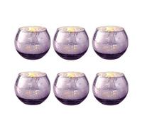 Photophore Mercury Glass Tealight Candle Holders for Table Centerpiece Wedding Bridal Shower Engagement Party(6Pcs R Purple)