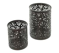 Photophore métallique Paisley, Lot de 2