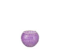 PHOTOPHORE MOSAIQUES Rond Verre Mauve Large