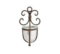 Photophore mural en fonte marron et sa verrine l.11 x l.8 x ht.18 cm
