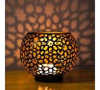 Photophore noir et doré en métal, porte-bougie en métal, H 10,5 cm, Ø 8,5 cm, Photophore avec ornements en 3 motifs attrayants, Décoration de salon, Décoration de salon (Style 2)