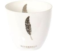 Photophore Porcelaine plumes BLANC G