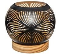 Atmosphera - Photophore Boule LED - métal et Bois - Noir D15 cm - Modèle 2