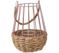 Photophore rose avec anse en chanvre & verre à bougie Ø18cm H22cm, créateur d'ambiance pour l'intérieur et l'extérieur