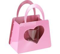 Photophore Rose Métal en forme de cœur Insert en verre Déco 18cm 2pcs