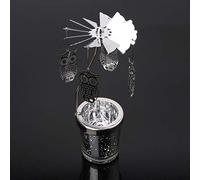 Photophore rotatif en métal pour fête de mariage, hôtel, décoration d'intérieur - Noir
