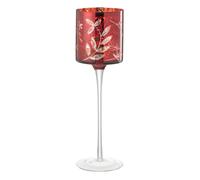 Photophore sur Pied en Verre ""Feuilles"" 30cm Rouge