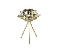 Photophore sur Pied Fleur Verre 21cm Or
