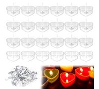 Photophore Transparent 50Pcs Bougies Chauffe Plat Vides De Forme de cœur Pot Bougie Vide 21 x 39mm avec Mèche Bougeoirs Chauffe-Plat pour La Décoration Mariages Fêtes Et Les Décors De Table