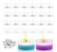 Photophore Transparent 50Pcs Bougies Chauffe Plat Vides De Forme de Pot Bougie Vide avec Mèche Bougeoirs Chauffe-Plat pour La Décoration Mariages Fêtes Et Les Décors De Table (38mm*18mm)