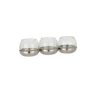 Photophore Verre Craquelé 3 Boules 27cm Argent Argent