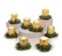 Photophore Verre Or Decoration Noel: Romadedi 12 Pièces Bougeoir Doré Supports pour Bougies pour Table Interieur Maison Salon Décoration Porte-Bougie pour Cadeau Fenetre Extérieur Noël Deco