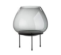 Photophore Vitu avec Pied, Verre et métal, Anthracite et Noir, fabriqué à la Main, de la Marque Gilde, Ø 26,x 30 cm