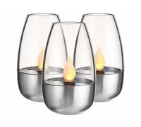 Photophores solaires - Lunartec - Luna - 3 pièces - LED effet flamme - Blanc chaud