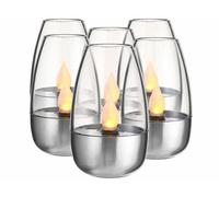 Photophores solaires - Lunartec - Luna - 6 pièces - LED effet flamme - Verre élégant