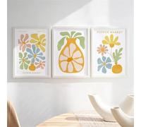 Photos,Affiches Murales D'Art Abstrait Floral Nordique Tableaux Modernes et Minimalistes sur Toile pour la Décoration du Salon de la Cuisine du Bureau et de la Maison-60*80cm-3pcs (sans cadre)