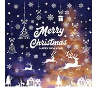 Photos de vitrines de Noël, 9 photos Décorations de fenêtres, Images de fenêtre de Noël autocollantes, Images de fenêtre de flocons de neige en PVC