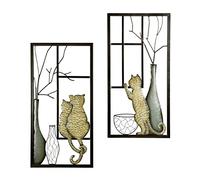 Photos Mural 'Vase/Chat', métal, Set 2 pièces, 40 x 80 cm