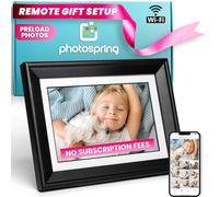 PhotoSpring Cadre photo numérique WiFi 10 en 16 Go, écran tactile, envoi de photos/vidéos par e-mail, application ou Web, blanc/noir amovible