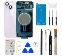 Phoupair Verre arrière de rechange OEM compatible avec iPhone 14 6,1" avec cadre d'appareil photo et objectif d'appareil photo + kit d'outils de réparation professionnel et instructions d'installation