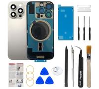 Phoupair Verre arrière de rechange OEM compatible avec iPhone 16 Pro Max 6,9" avec cadre d'appareil photo et objectif d'appareil photo + kit d'outils de réparation professionnel et instructions