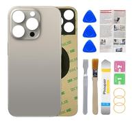 Phoupair Verre arrière de rechange OEM pour iPhone 15 Pro 6,1" avec kit d'outils de réparation professionnel et instructions d'installation (titane naturel)