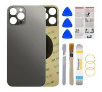 Phoupair Vitre arrière de rechange compatible avec iPhone 12 Pro Max 6,7" tous les transporteurs avec kit de réparation professionnel et instructions d'installation (graphite)