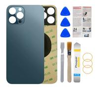 Phoupair Vitre arrière de Rechange pour iPhone 12 Pro Max 6,7" Tous Les transporteurs avec kit d'outils de réparation Professionnel (Bleu Pacifique)