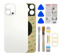 Phoupair Vitre arrière de Rechange pour iPhone 12 Pro Max 6,7" Tous Les transporteurs avec Outil de réparation Professionnel (Argent)